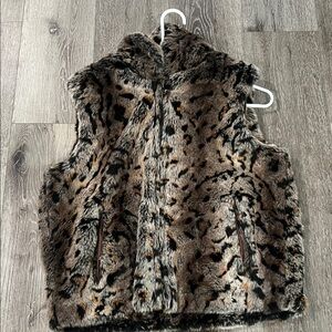 Faux fur vest with hood